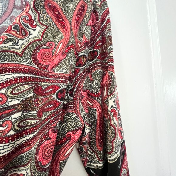 Faux Wrap Dress Paisley Pattern - Flattering Office Dress - Vintage 90s? EUC - Picture 7 of 9